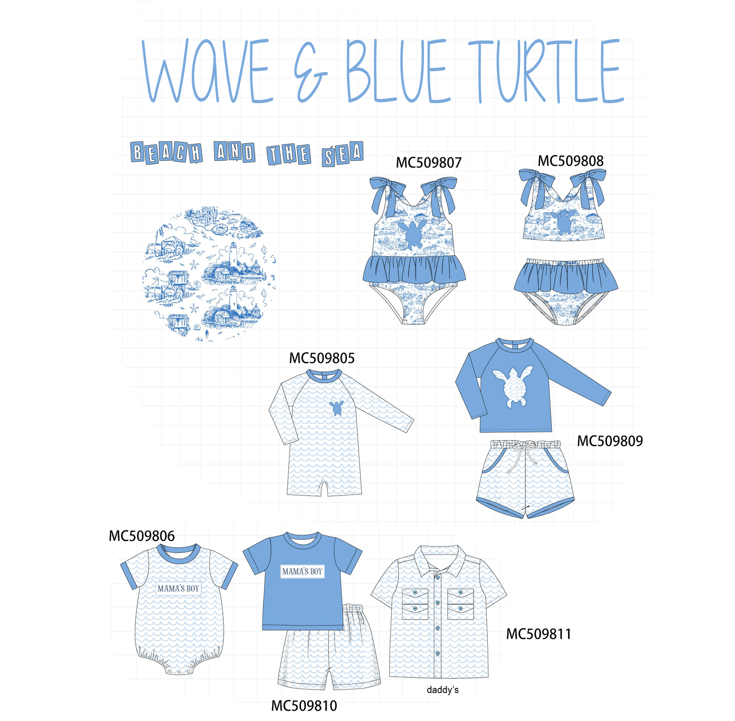 PO68 Blue beach sea turtle applique collection ETA MARCH
