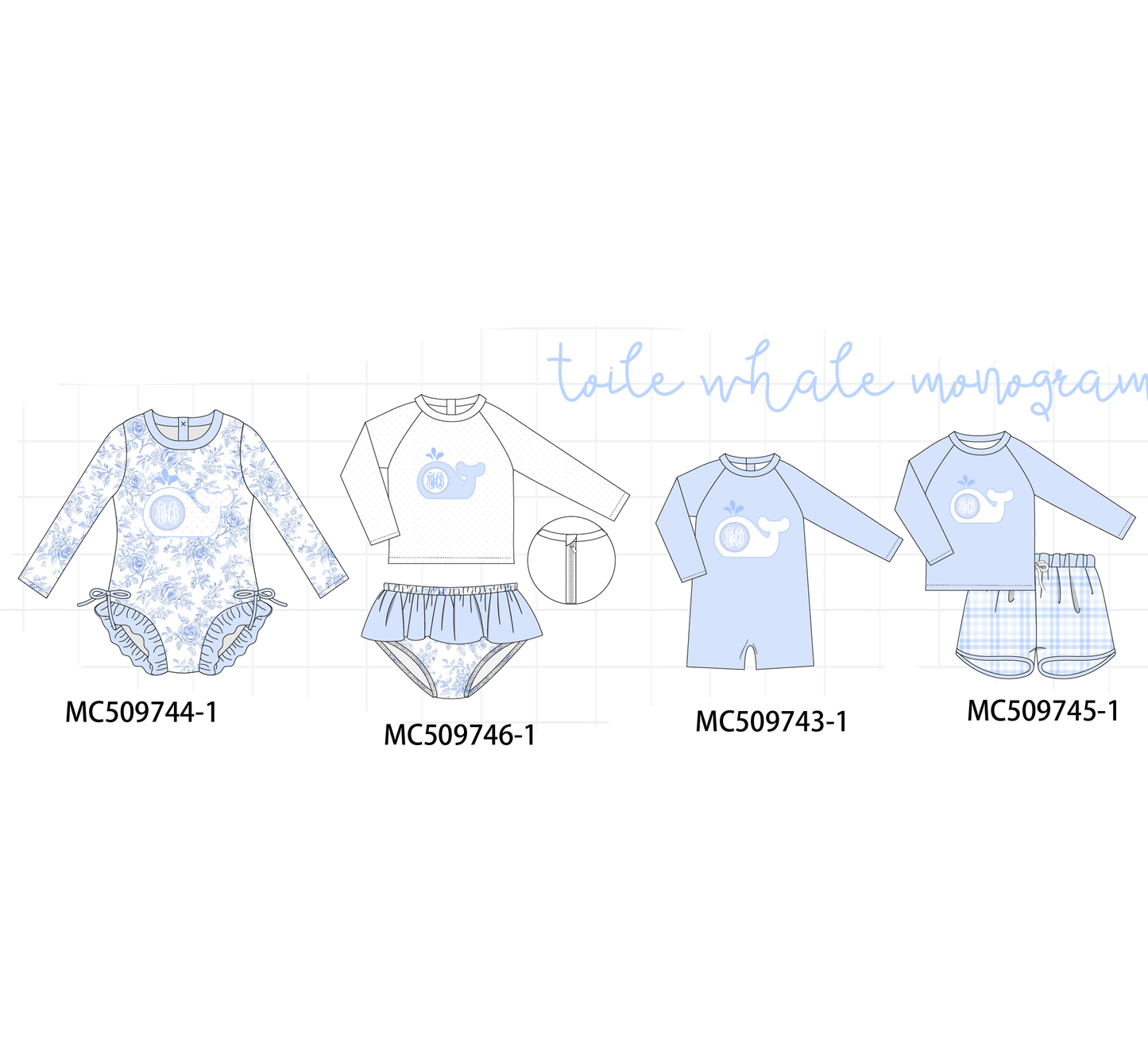 PO68 Blue whale monogram applique collection ETA MARCH
