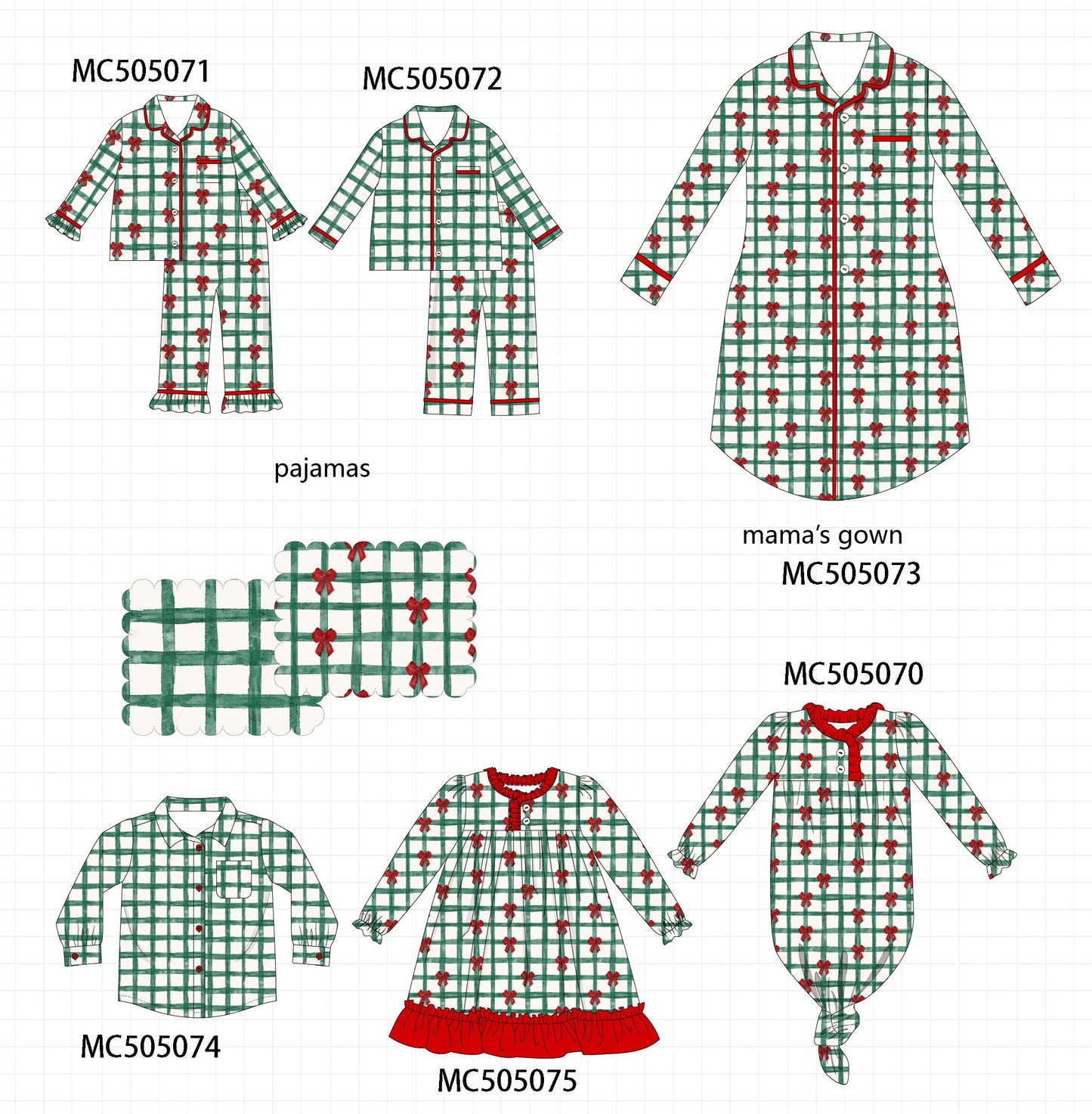 PO56 Christmas bow print plaid collection ETA SEP