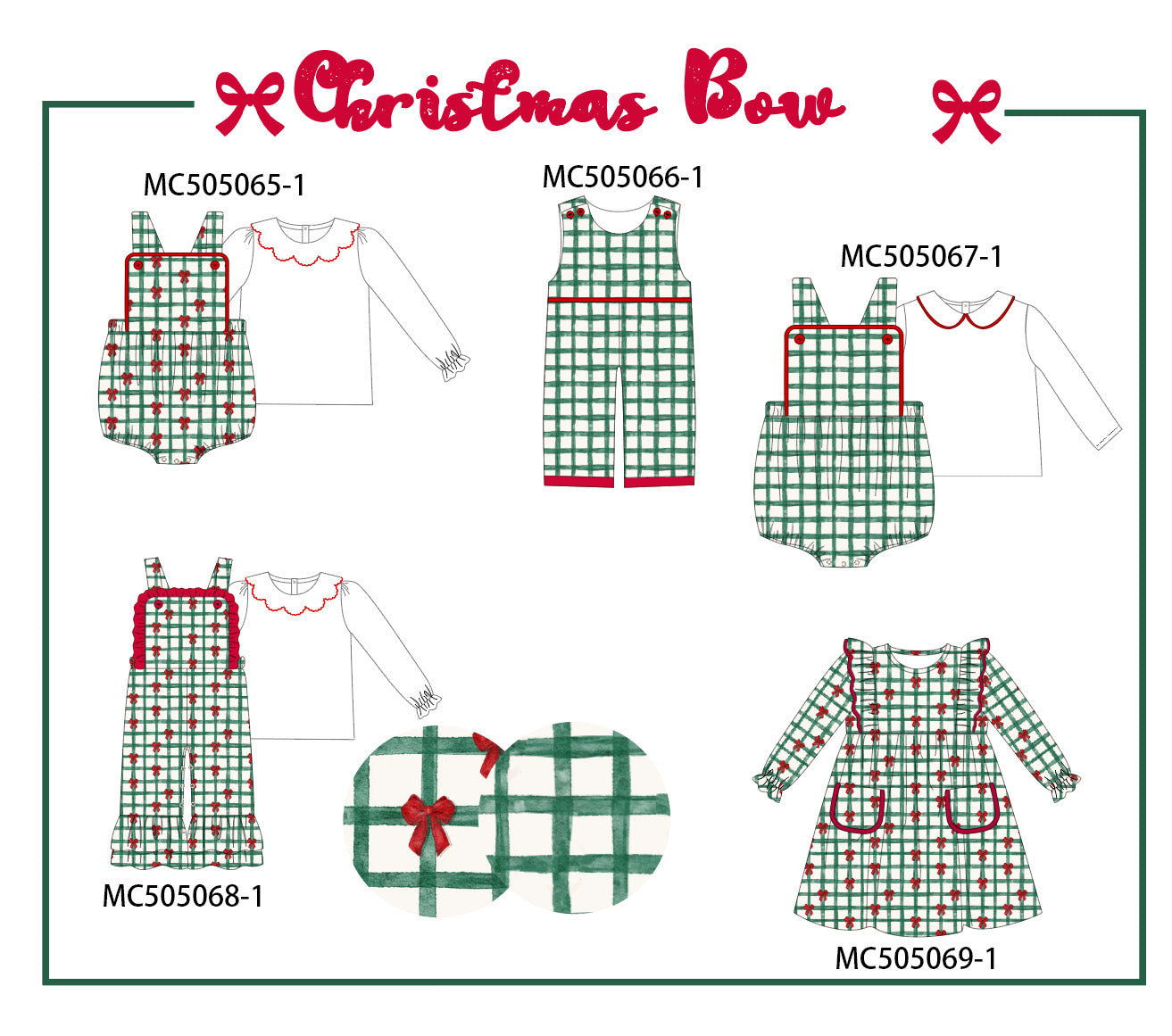 PO56 Christmas bow print plaid collection ETA SEP