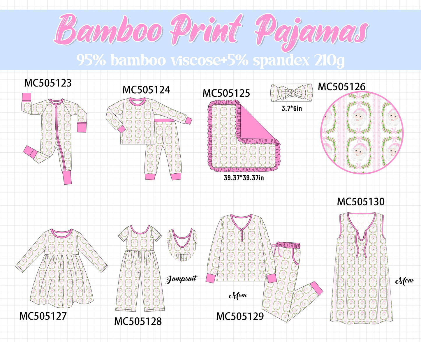 PO56 Christmas santa claus print bamboo pajamas collection ETA SEP