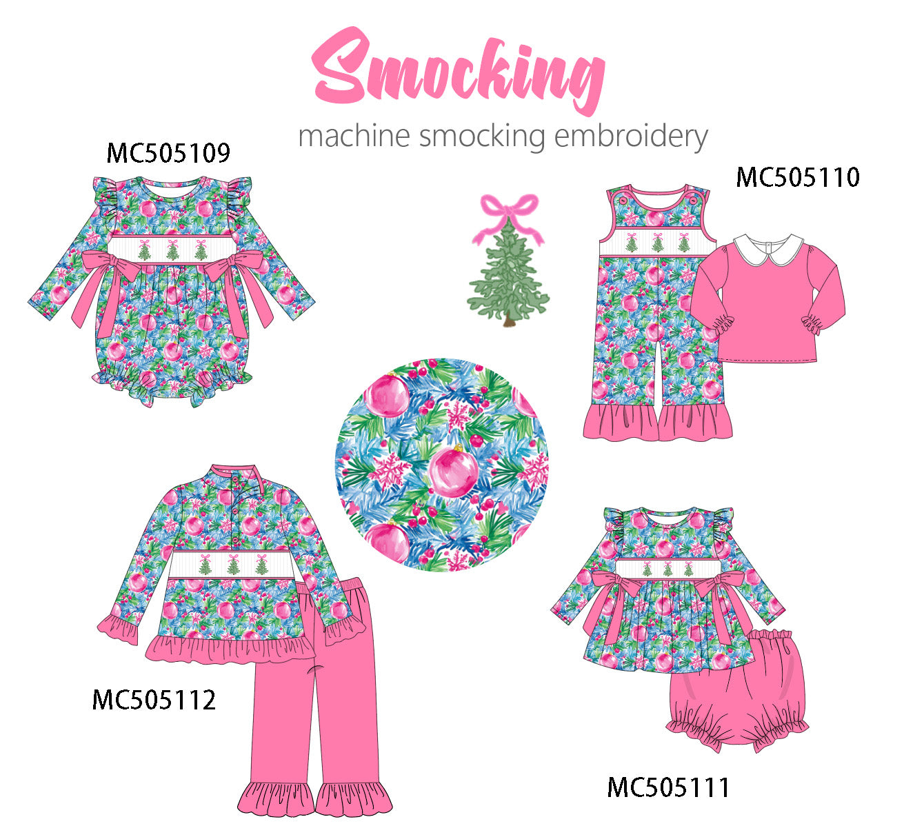 PO56 Christmas tree embroidery smocked collection ETA SEP