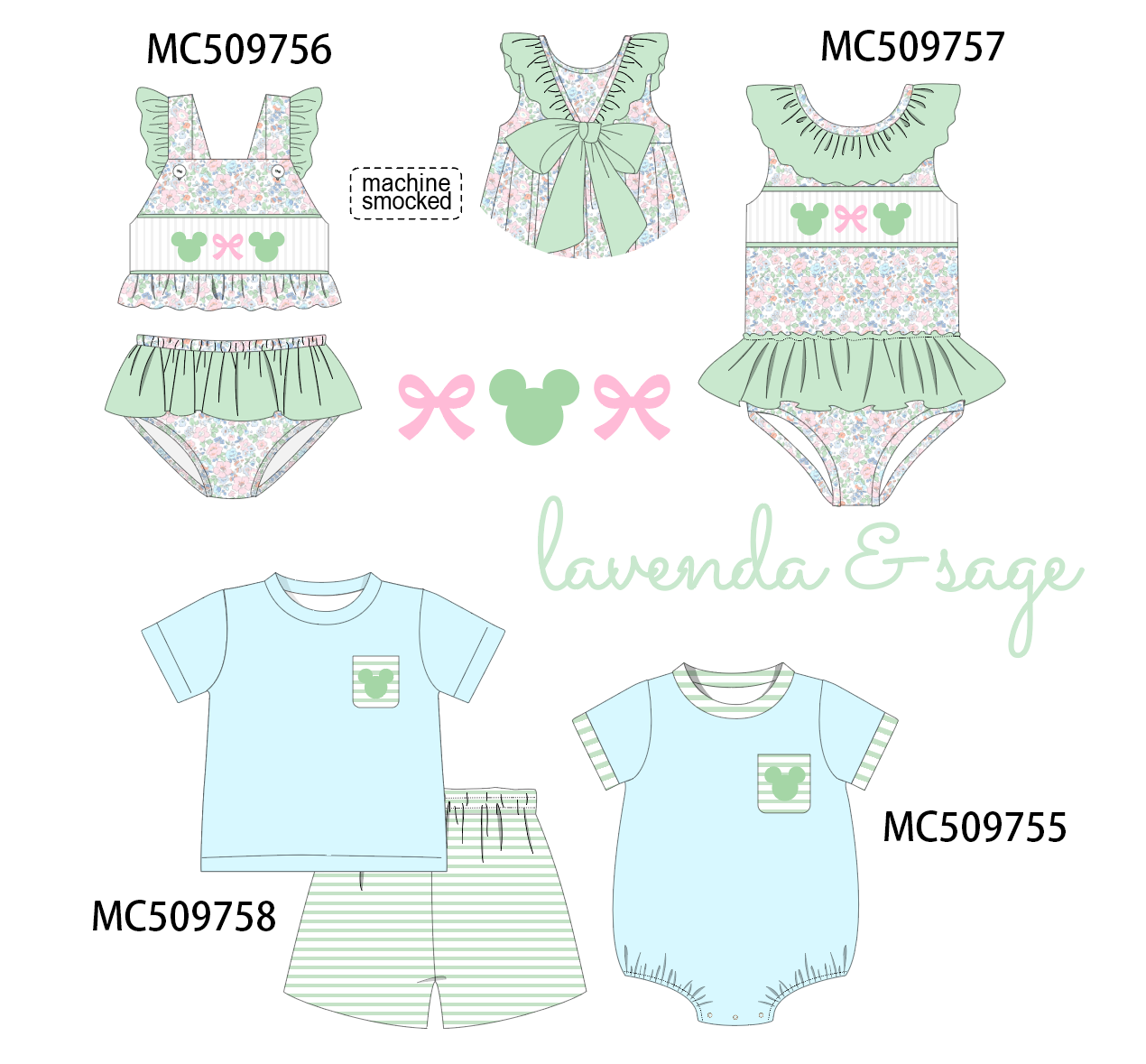 PO68 Green floral character smocked collection 2 ETA MARCH