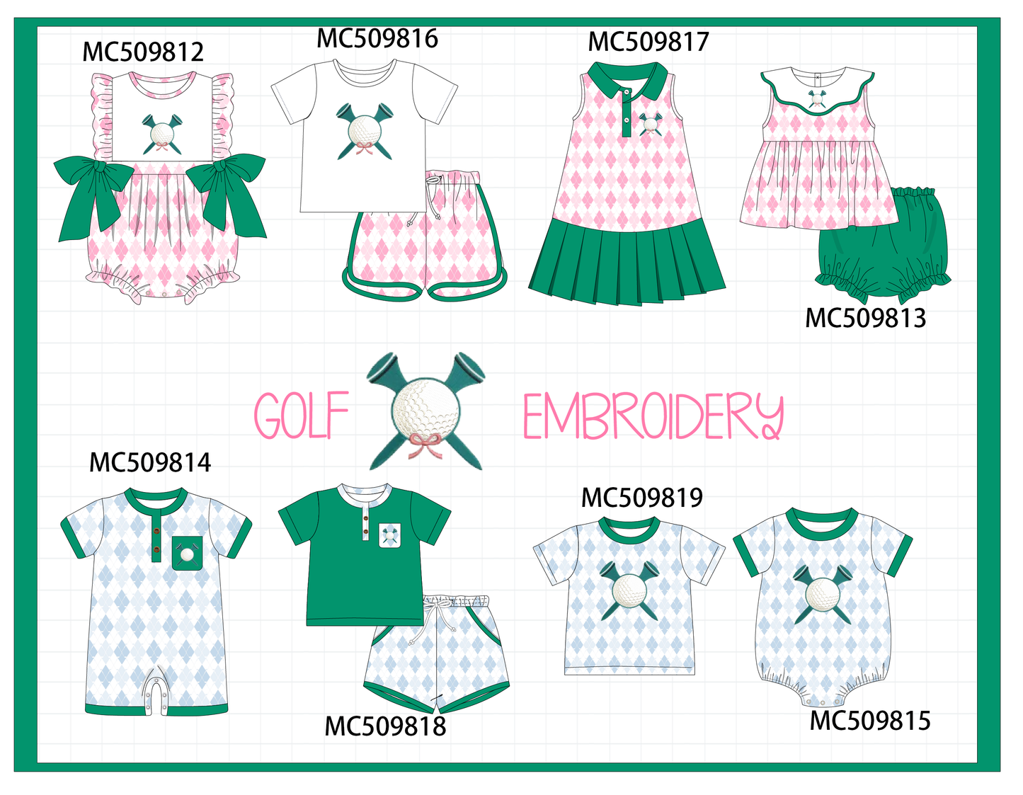 PO68 Green golf embroidery collection ETA MARCH