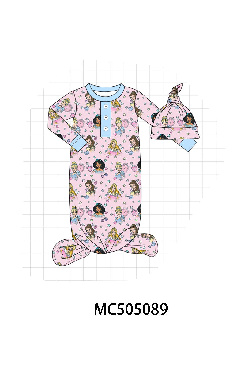 PO56 Pink princess print bamboo pajamas collection ETA SEP