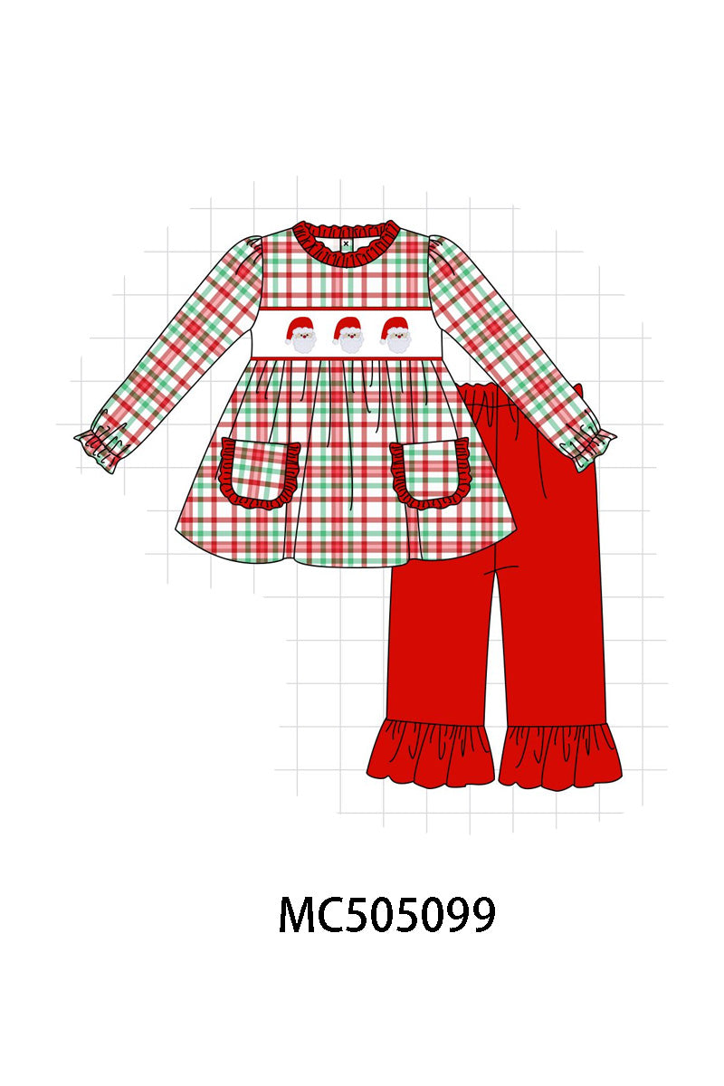 PO56 Red christmas santa claus embroidery plaid collection ETA SEP