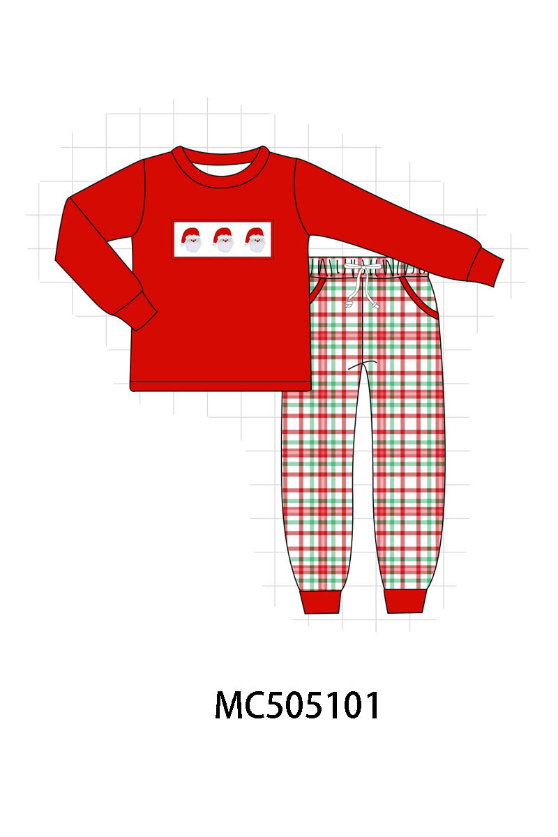 PO56 Red christmas santa claus embroidery plaid collection ETA SEP
