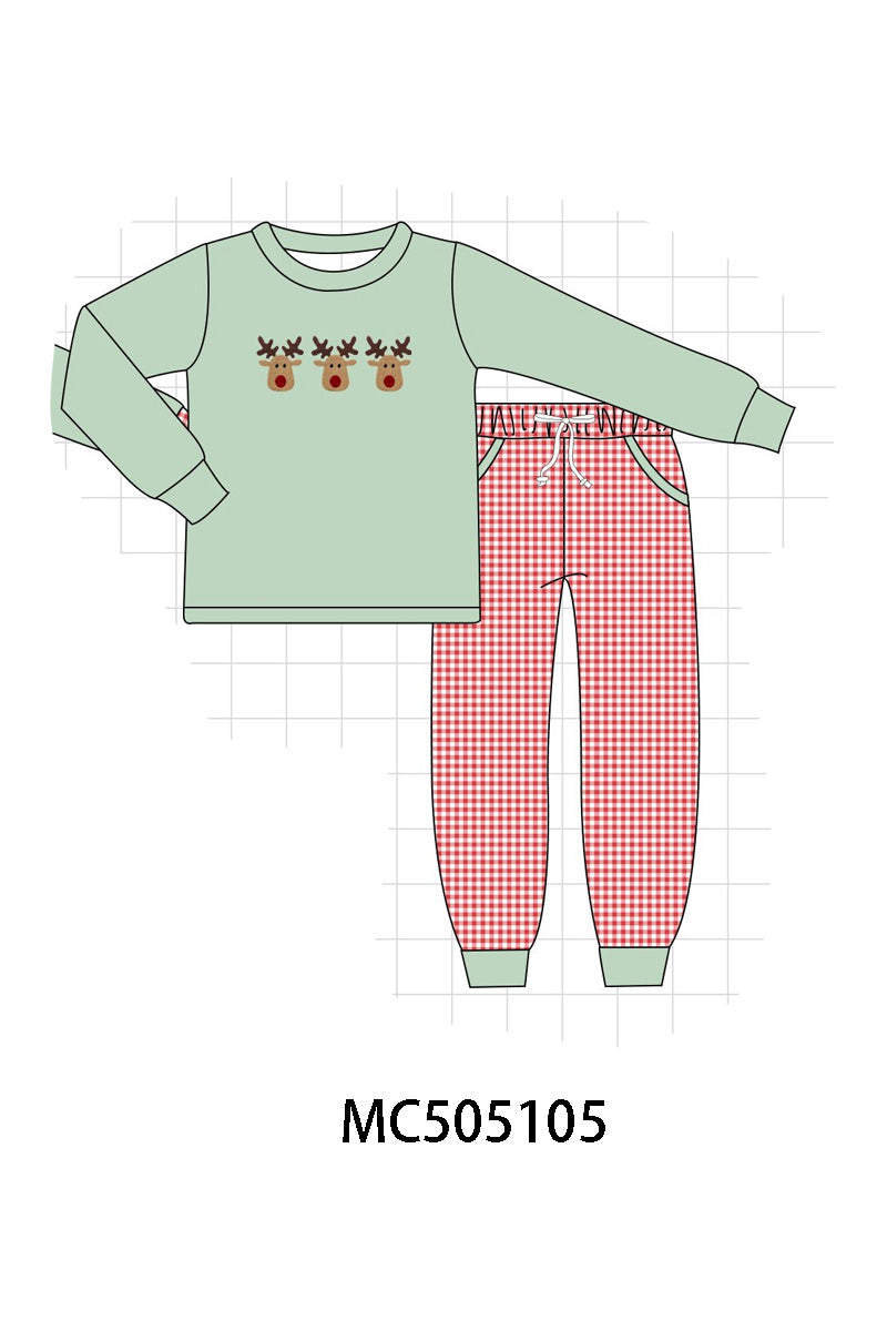 PO56 Green christmas reindeer embroidery collection ETA SEP