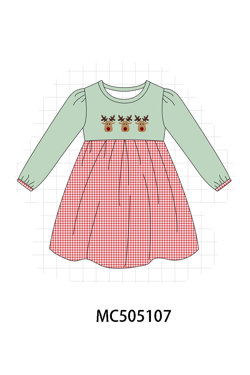 PO56 Green christmas reindeer embroidery collection ETA SEP