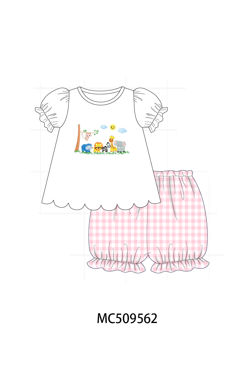PO68 Pink zoo embroidery gingham collection ETA MARCH