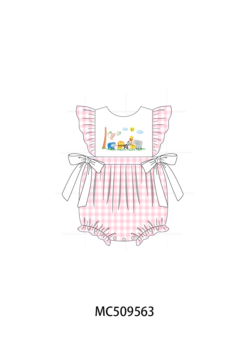 PO68 Pink zoo embroidery gingham collection ETA MARCH