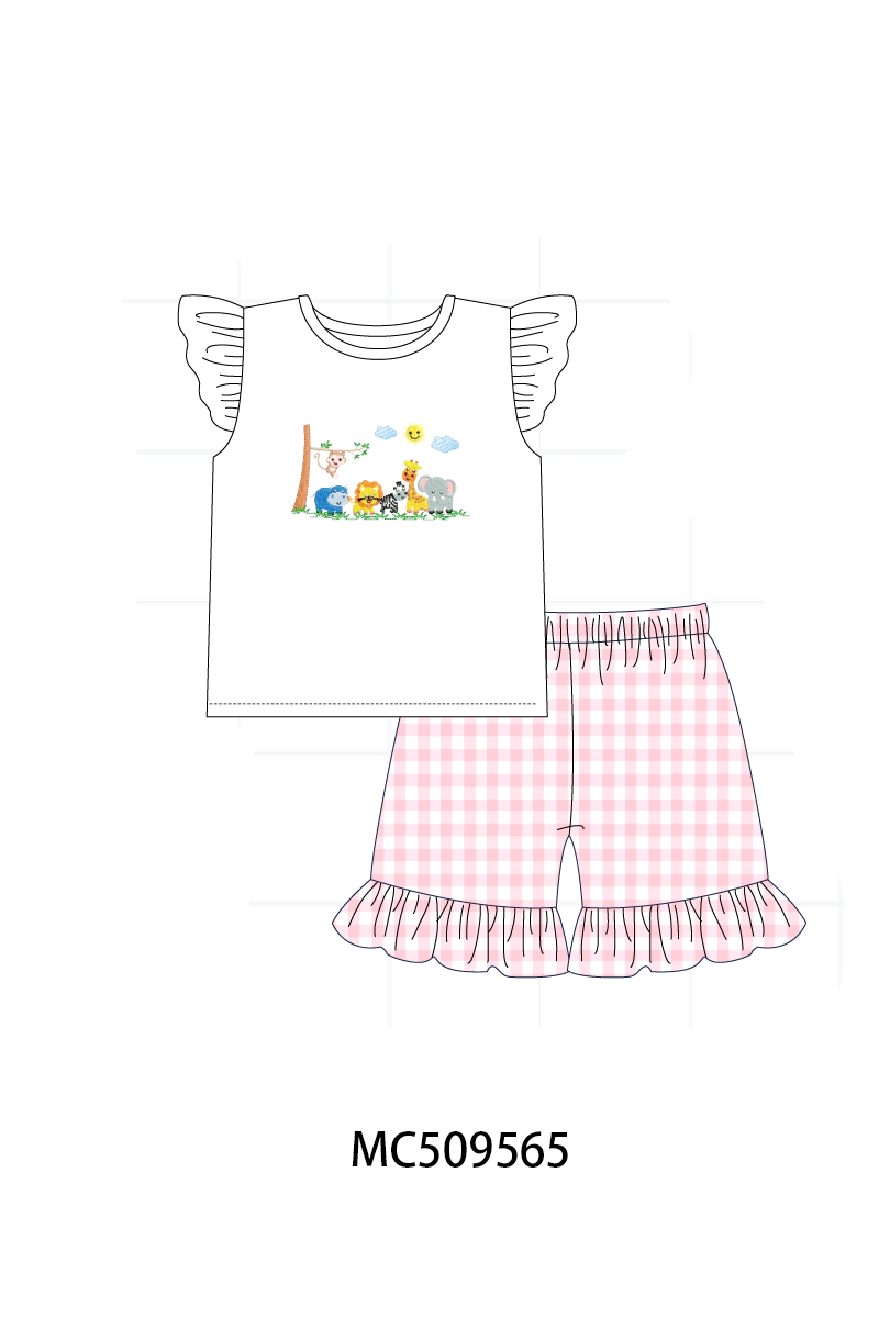 PO68 Pink zoo embroidery gingham collection ETA MARCH