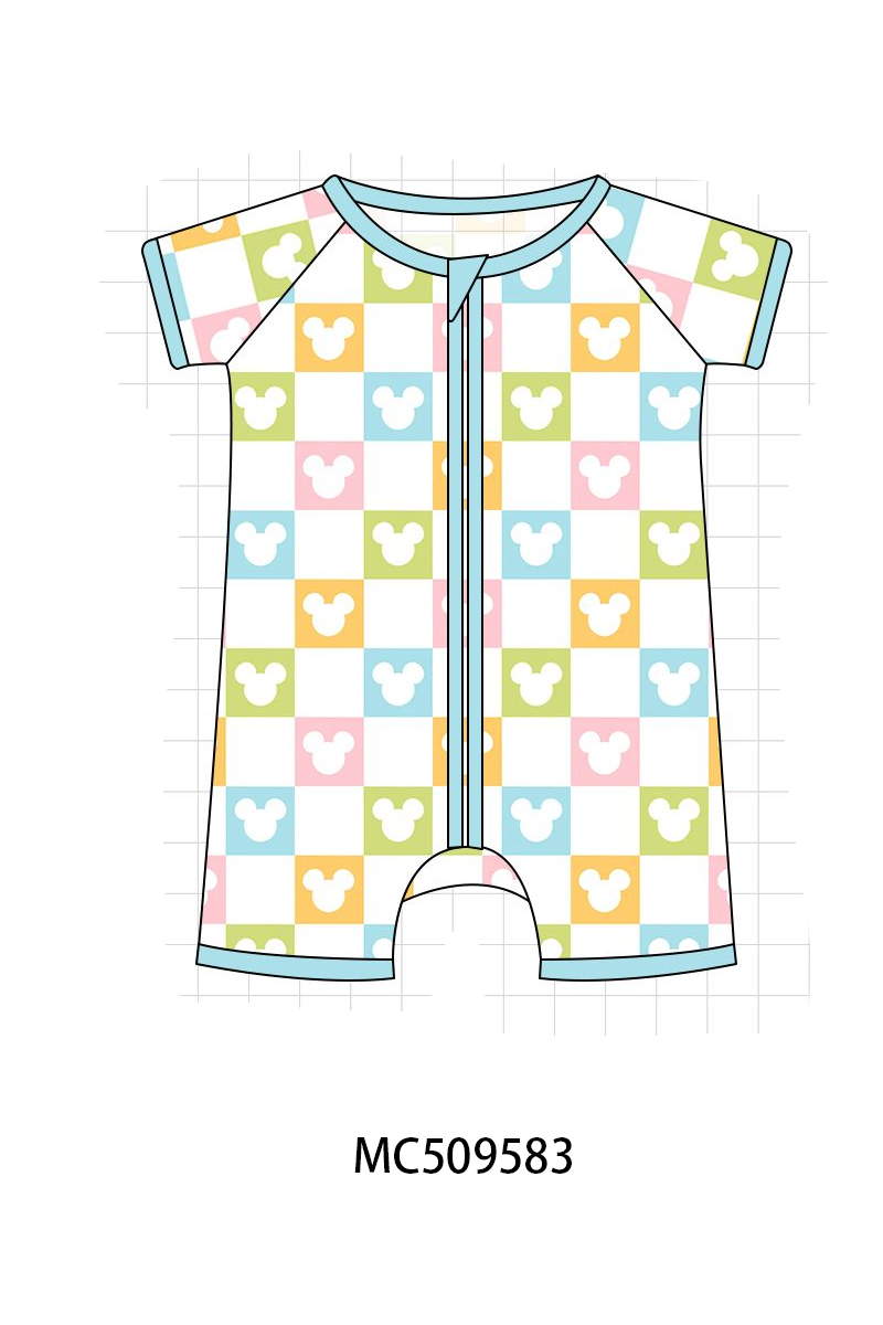 PO68 Blue character checkered bamboo pajama collection ETA MARCH