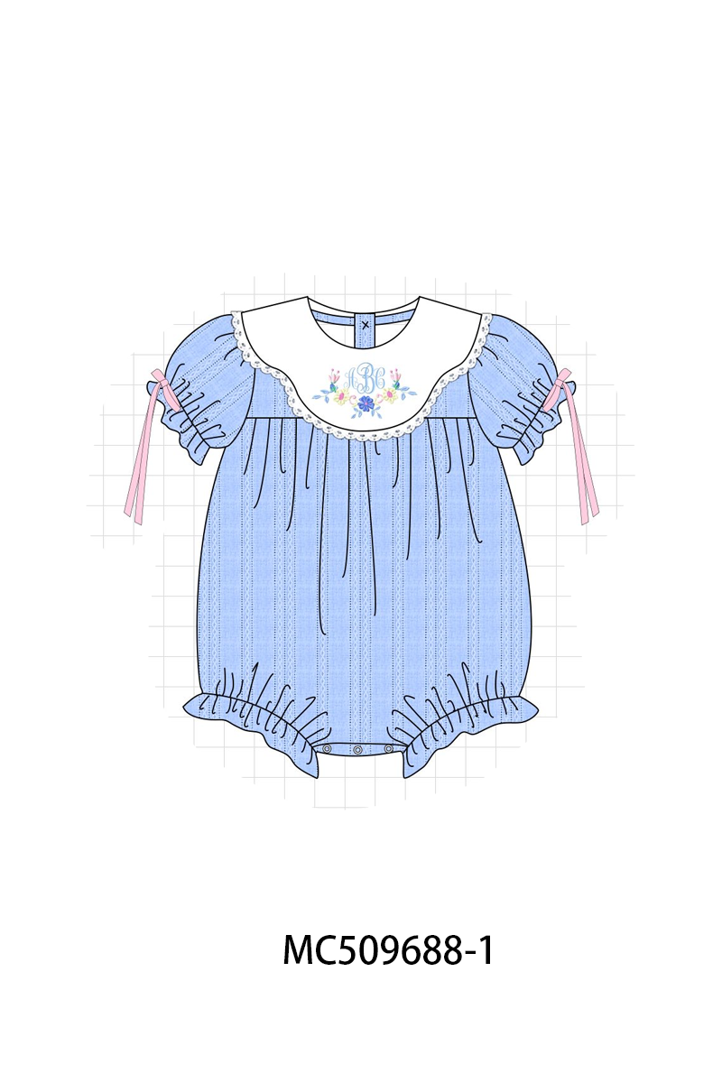 PO68 Blue floral wreath monogram embroidery woven jacquard collection ETA MARCH