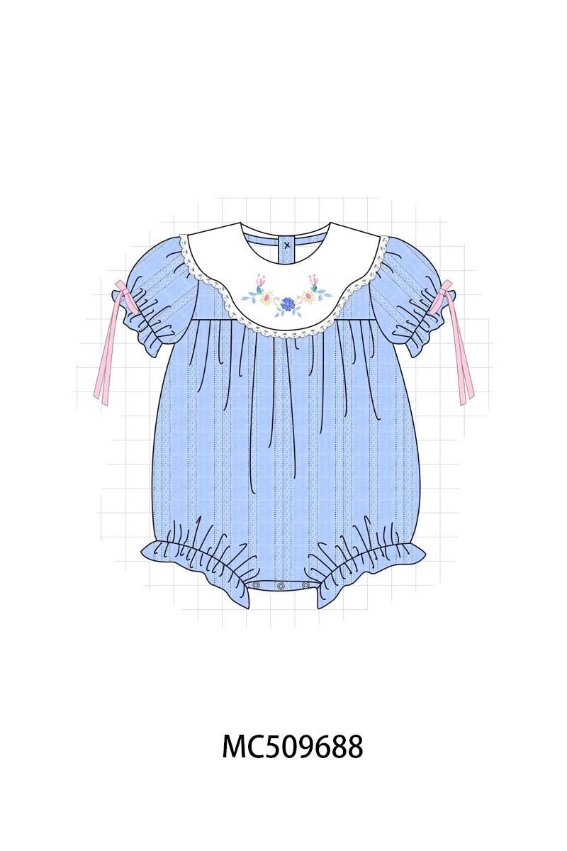 PO68 Blue floral wreath embroidery woven jacquard collection ETA MARCH