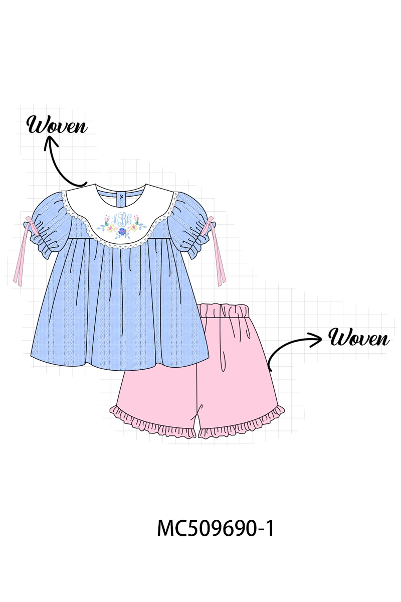 PO68 Blue floral wreath monogram embroidery woven jacquard collection ETA MARCH