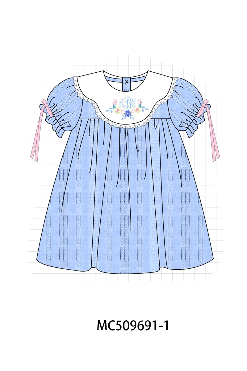 PO68 Blue floral wreath monogram embroidery woven jacquard collection ETA MARCH