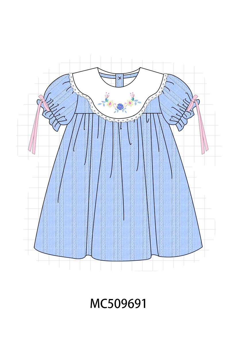 PO68 Blue floral wreath embroidery woven jacquard collection ETA MARCH
