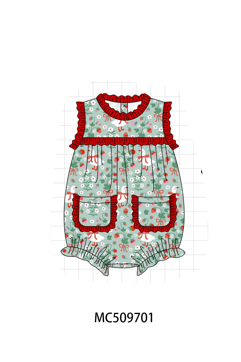 PO68 Green strawberry print ruffle collection ETA MARCH