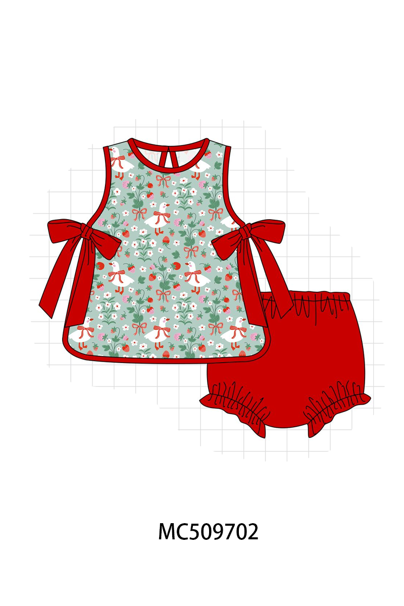 PO68 Green strawberry print ruffle collection ETA MARCH