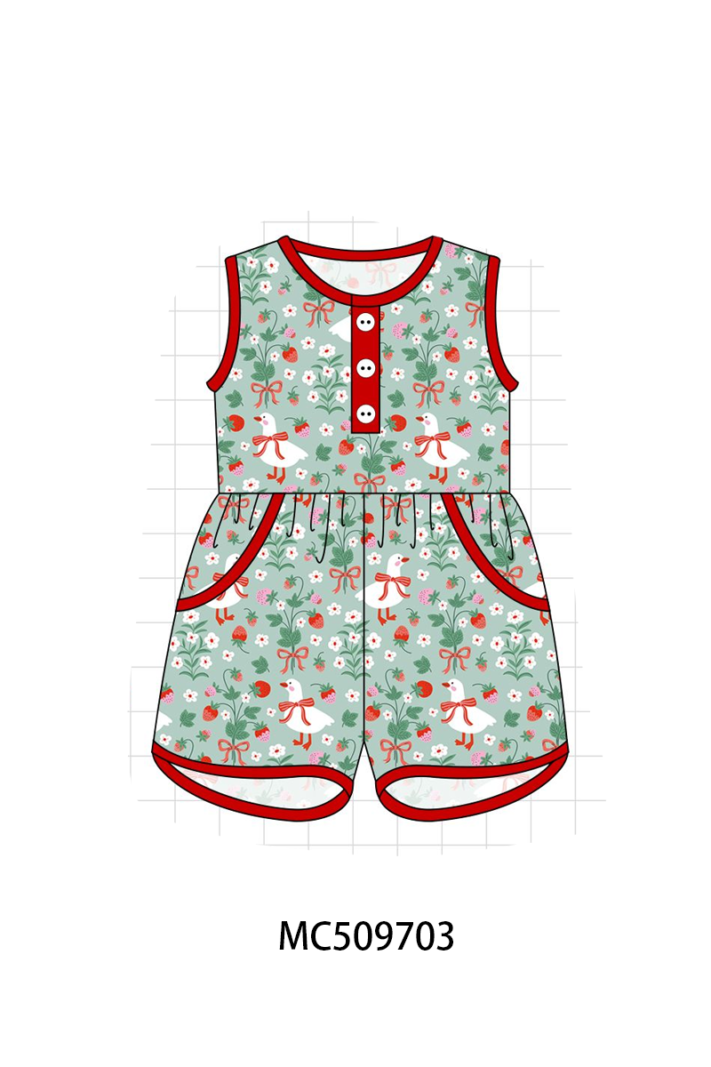PO68 Green strawberry print ruffle collection ETA MARCH