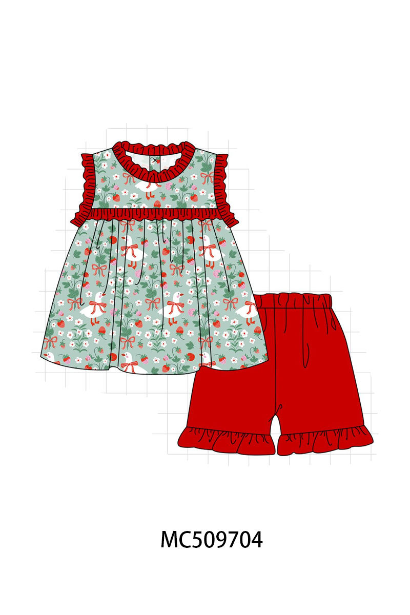PO68 Green strawberry print ruffle collection ETA MARCH