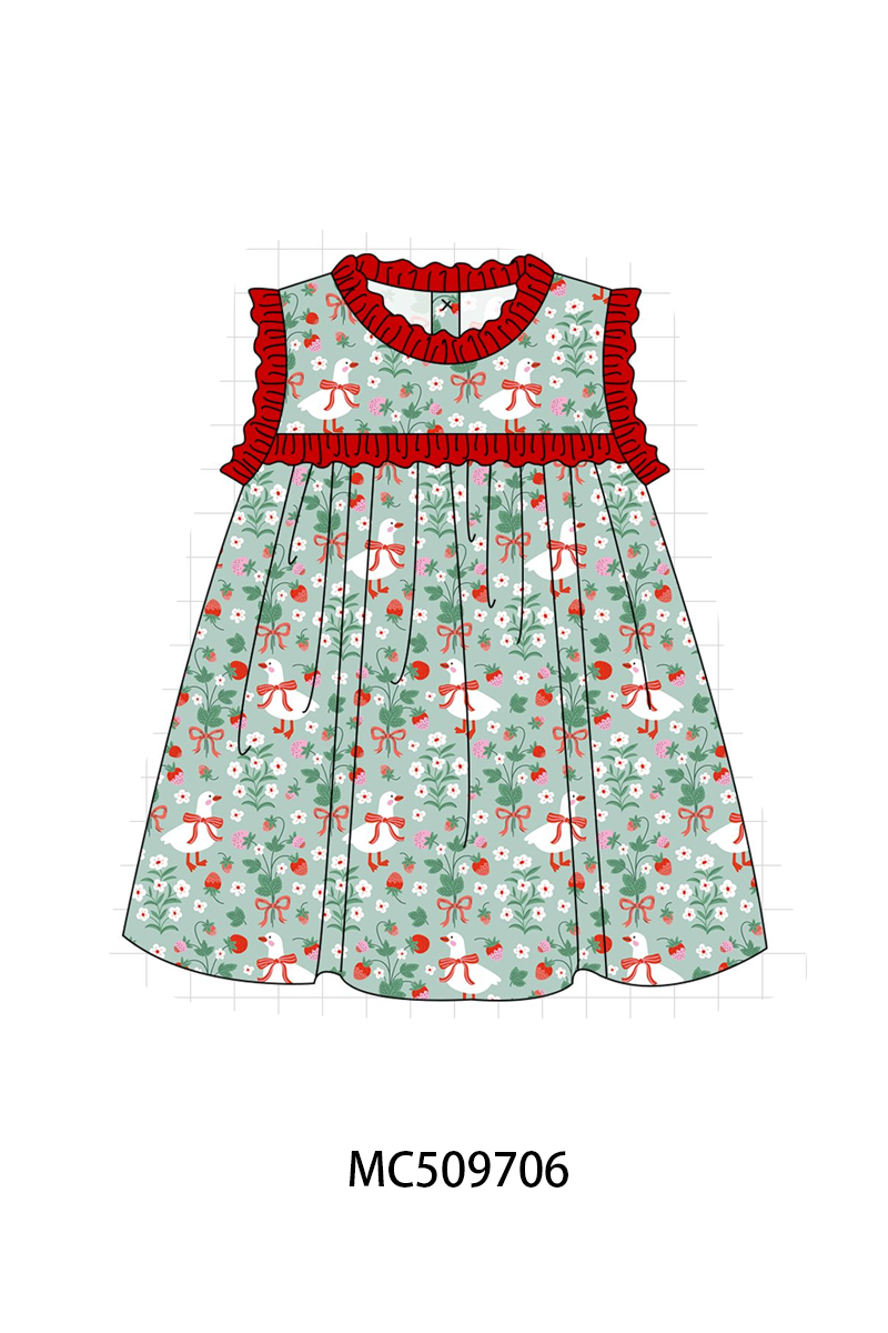 PO68 Green strawberry print ruffle collection ETA MARCH
