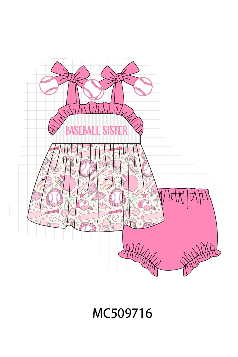PO68 Pink baseball sister smocked collection ETA MARCH