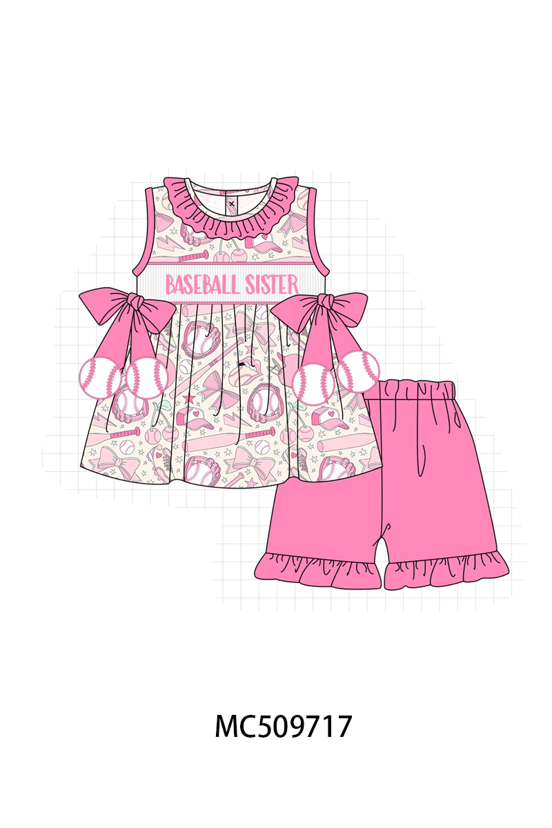 PO68 Pink baseball sister smocked collection ETA MARCH