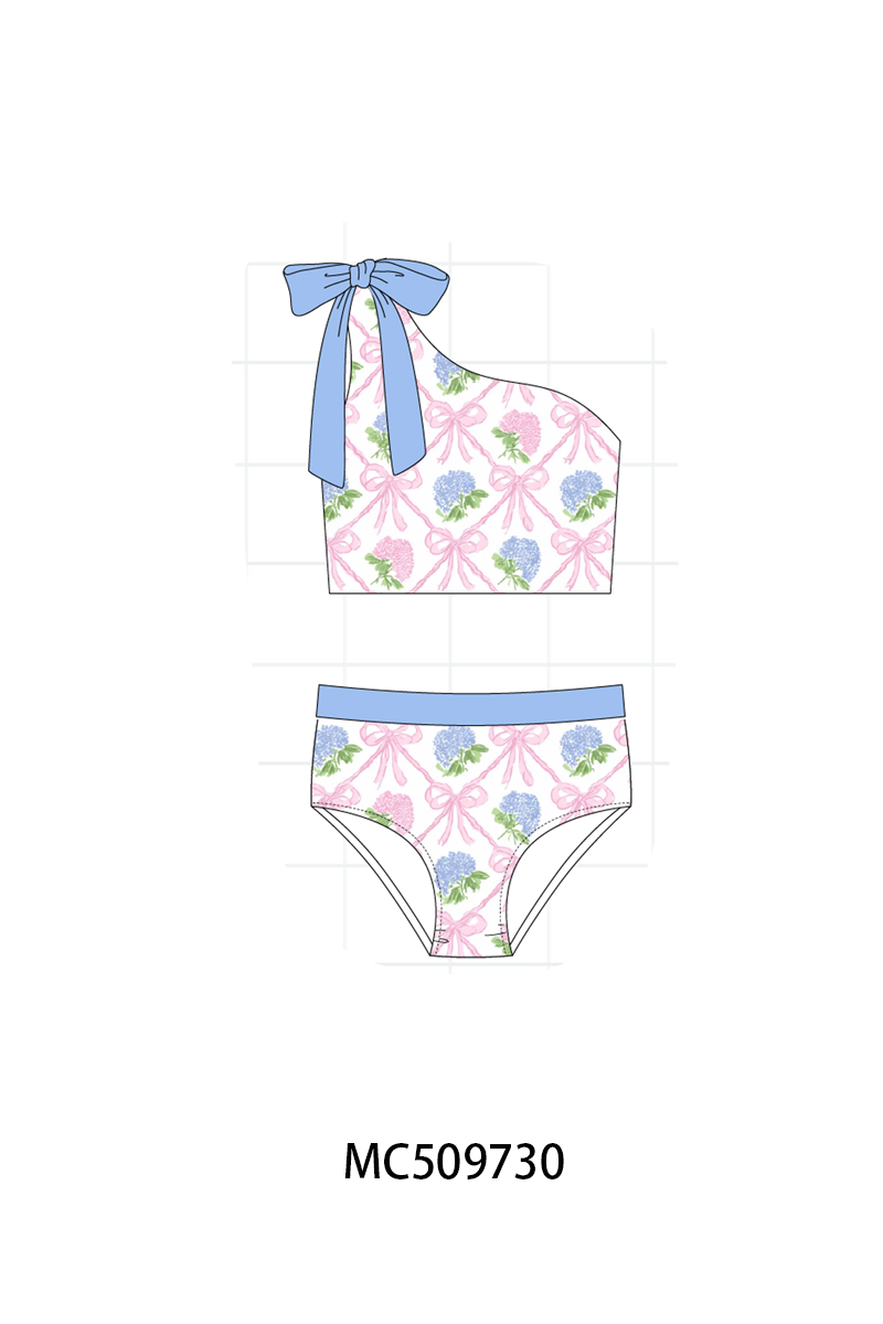 PO68 Blue bow floral print ruffle collection 2 ETA MARCH
