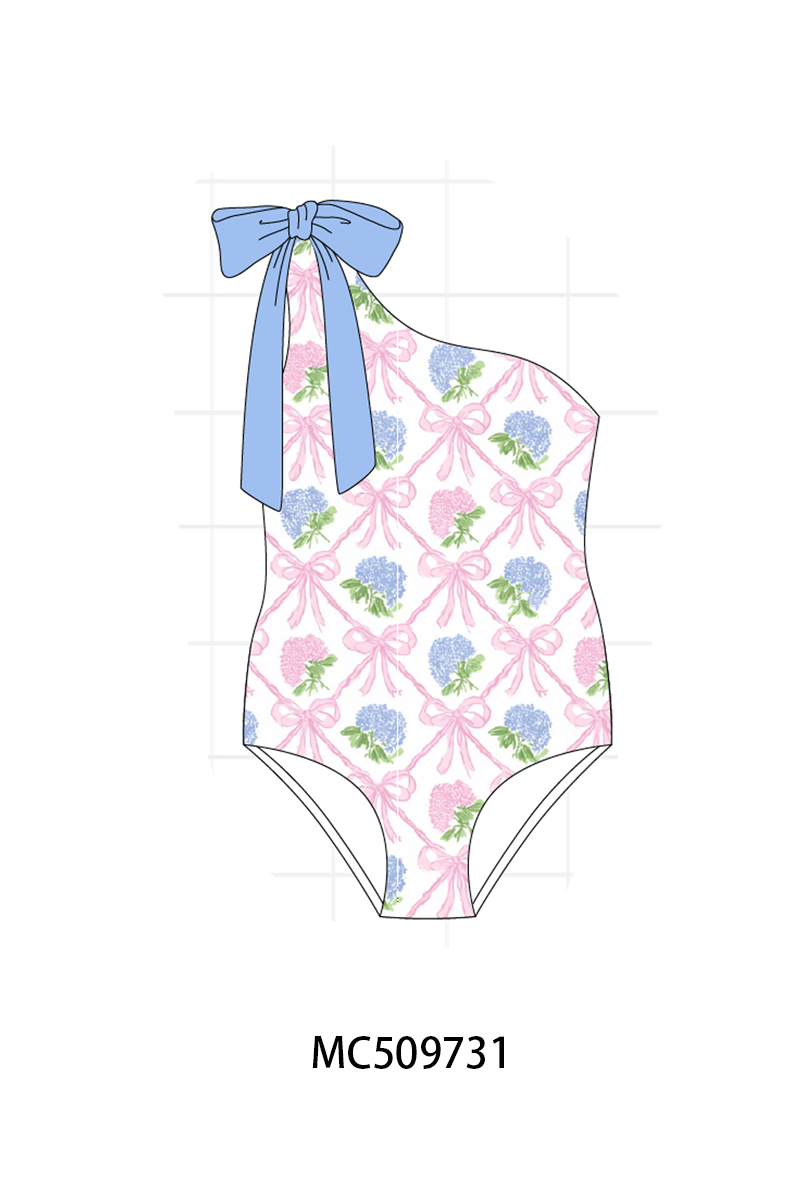 PO68 Blue bow floral print ruffle collection 2 ETA MARCH