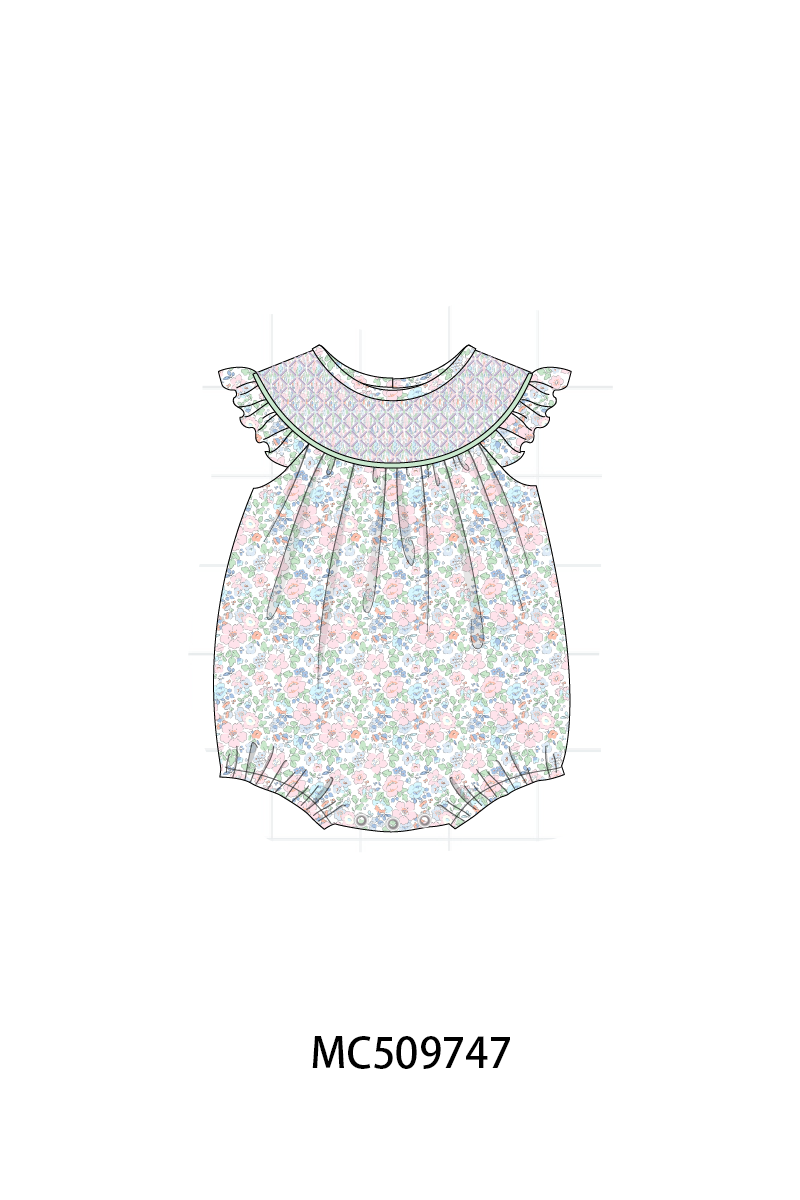 PO68 Green floral smocked collection 1 ETA MARCH