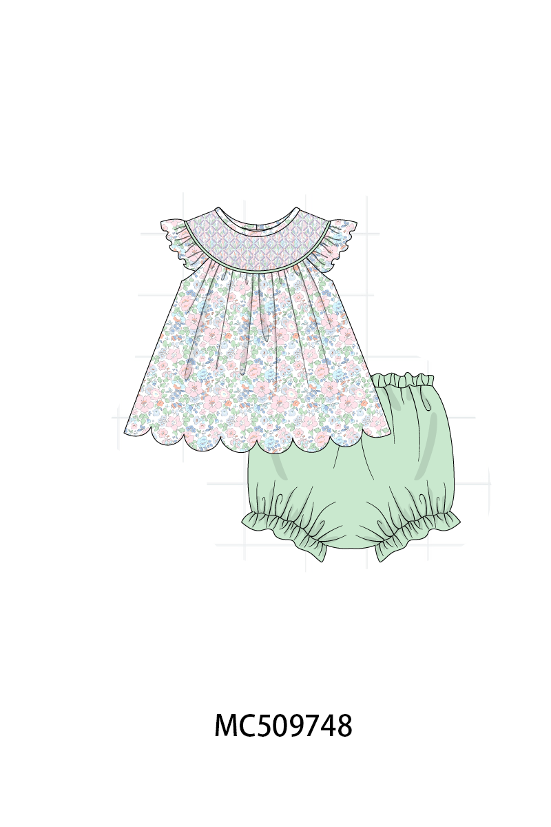 PO68 Green floral smocked collection 1 ETA MARCH