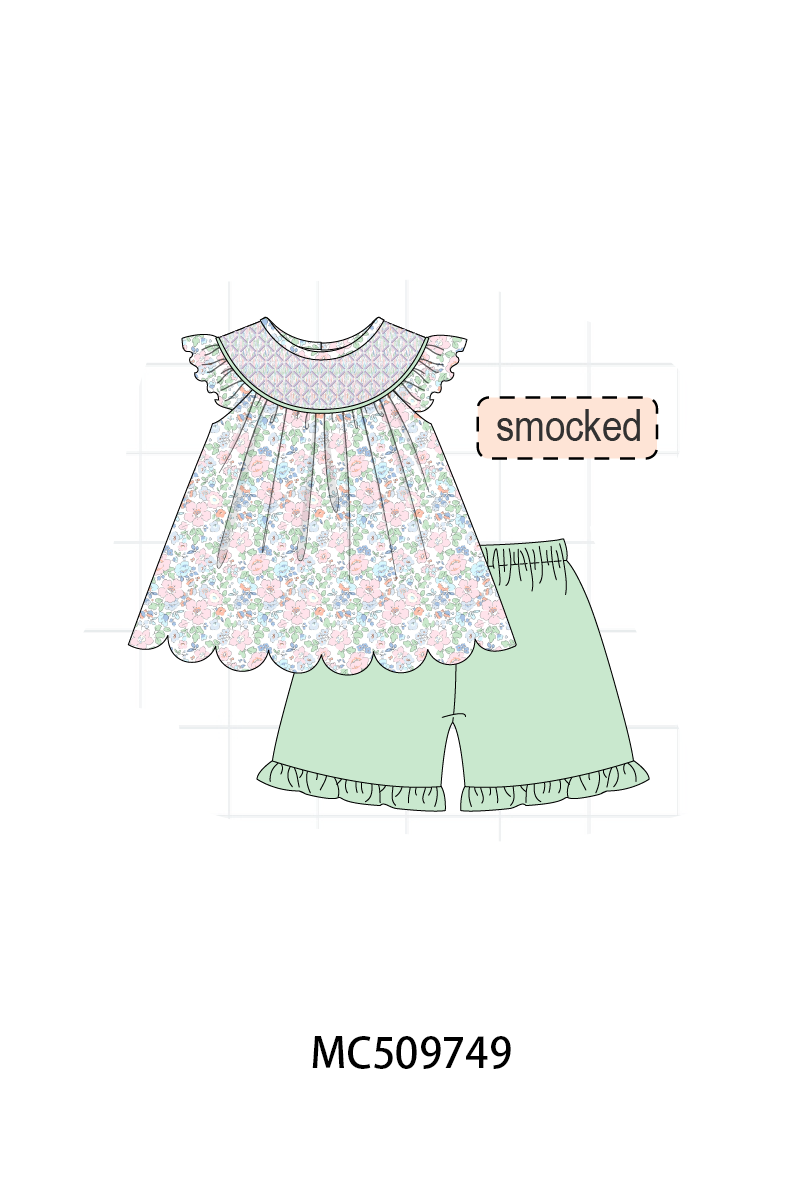 PO68 Green floral smocked collection 1 ETA MARCH