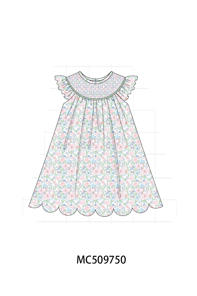 PO68 Green floral smocked collection 1 ETA MARCH