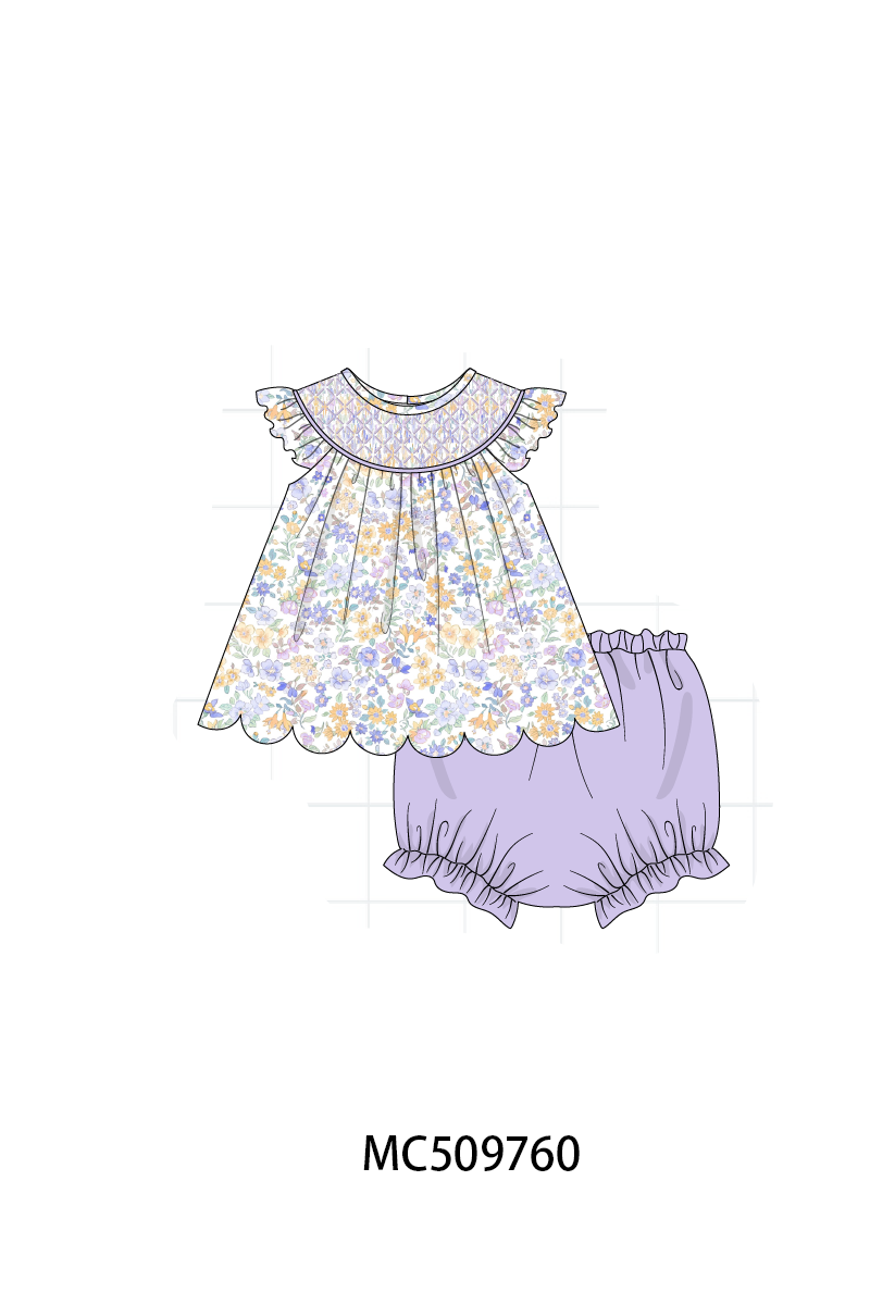 PO68 Purple floral smocked collection 1 ETA MARCH