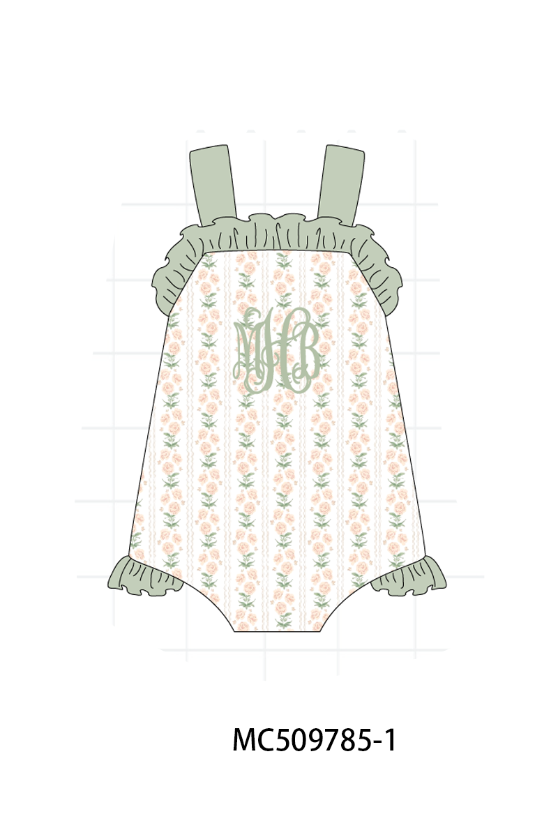 PO68 Sage floral monogram embroidery ruffle collection ETA MARCH
