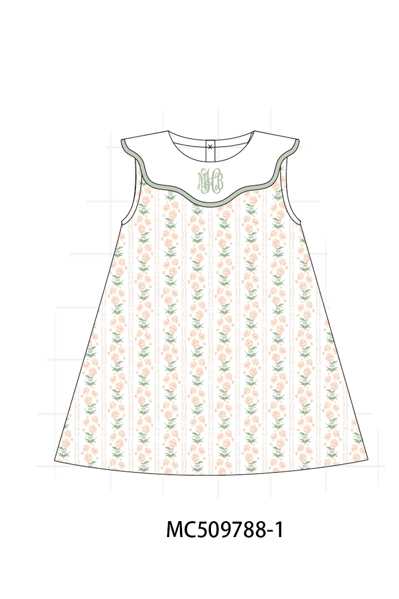PO68 Sage floral monogram embroidery ruffle collection ETA MARCH