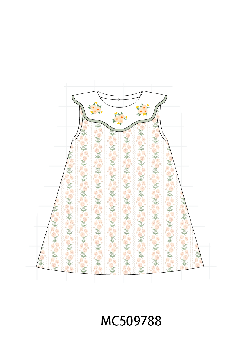 PO68 Sage floral print embroidery ruffle collection 1 ETA MARCH
