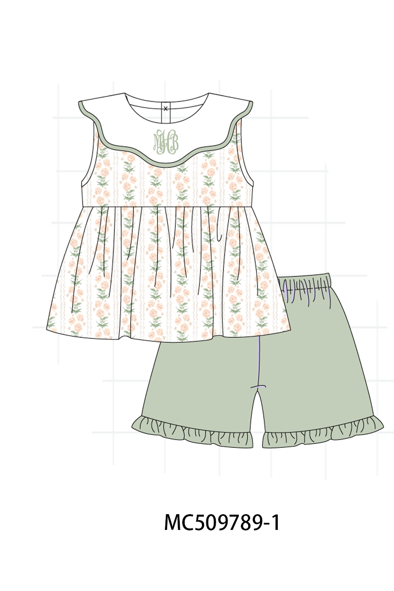 PO68 Sage floral monogram embroidery ruffle collection ETA MARCH