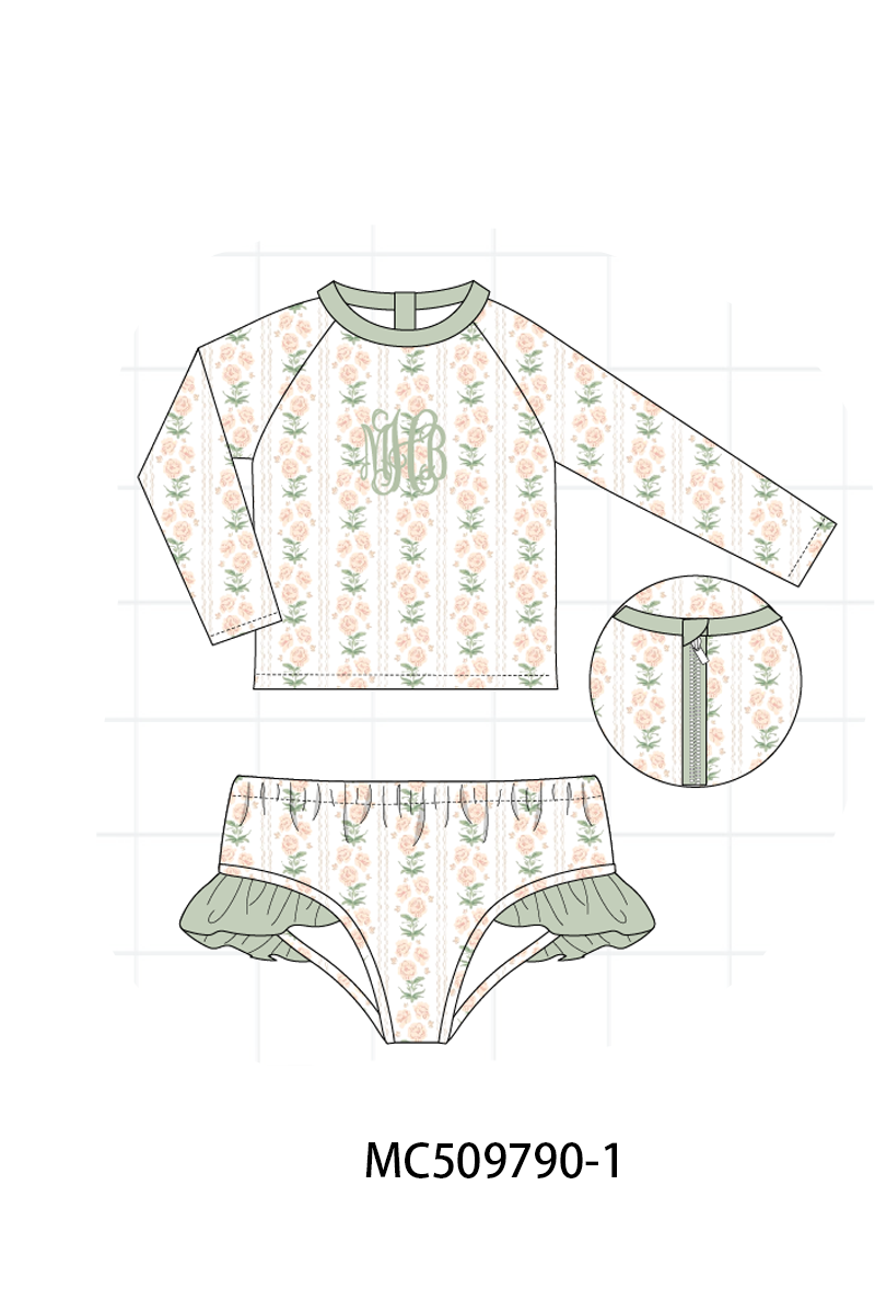 PO68 Sage floral monogram embroidery ruffle collection ETA MARCH