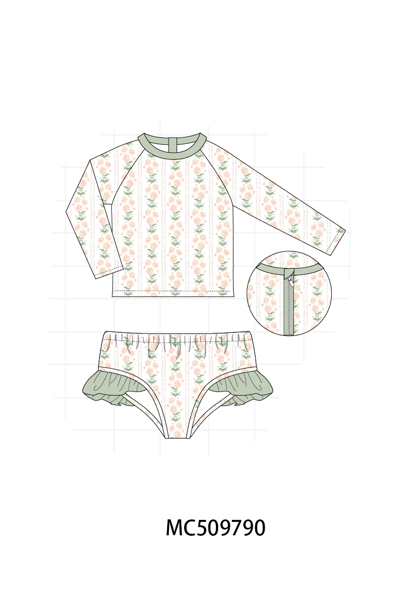 PO68 Sage floral print embroidery ruffle collection 1 ETA MARCH