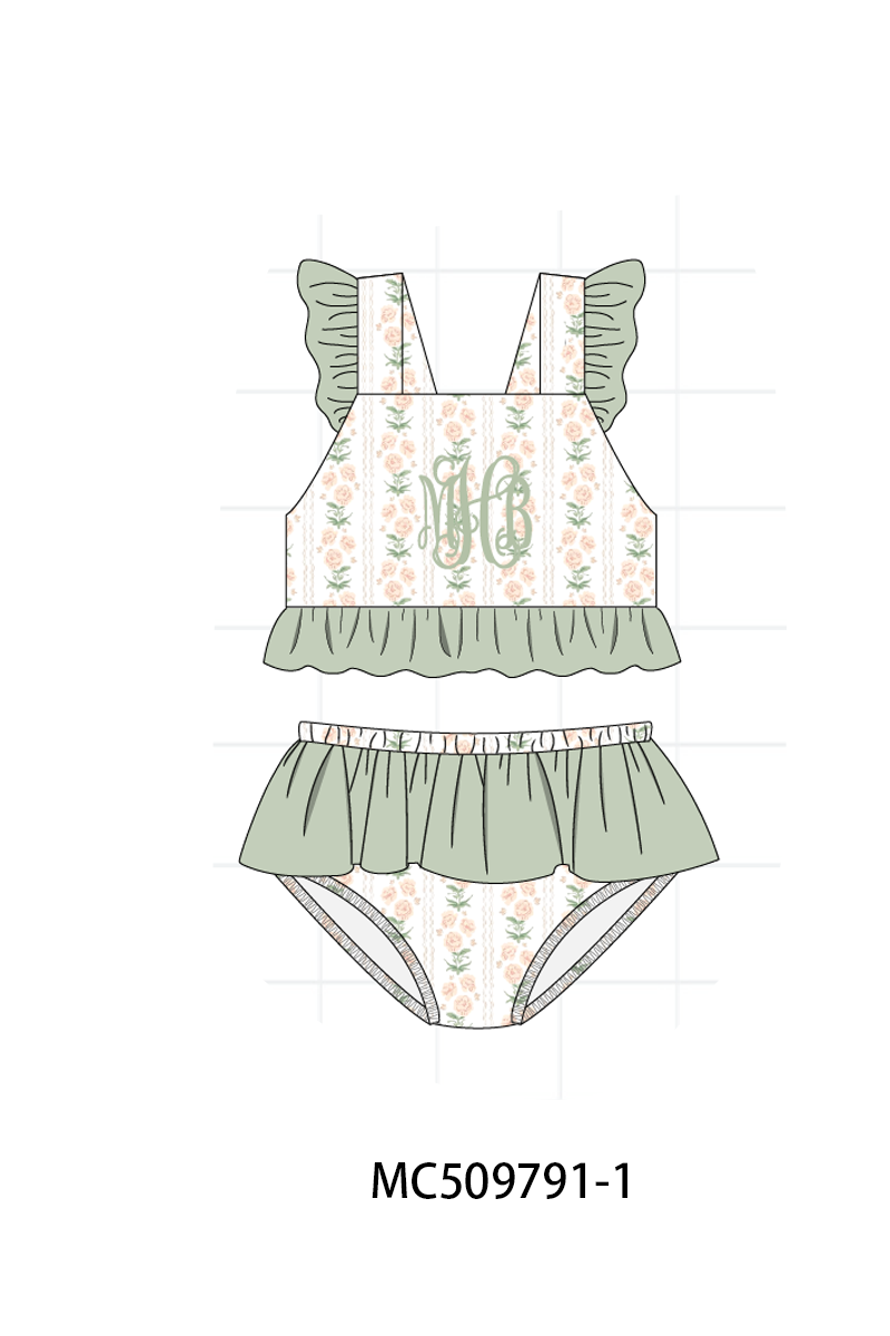 PO68 Sage floral monogram embroidery ruffle collection ETA MARCH