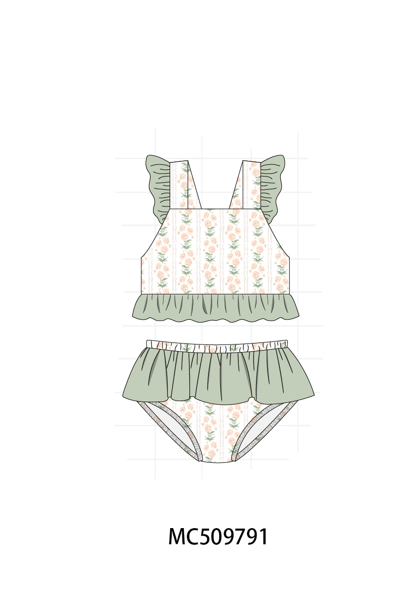 PO68 Sage floral print embroidery ruffle collection 1 ETA MARCH