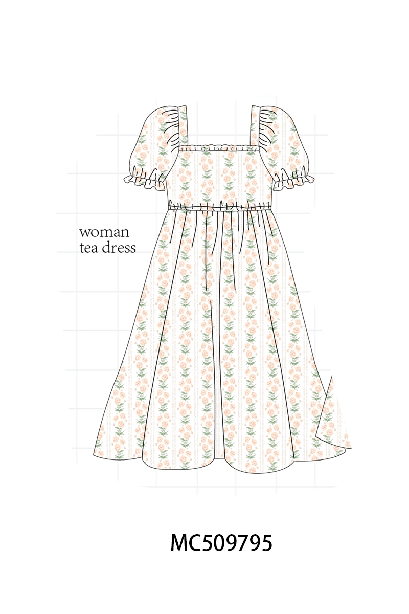 PO68 Sage floral print embroidery ruffle collection 2 ETA MARCH