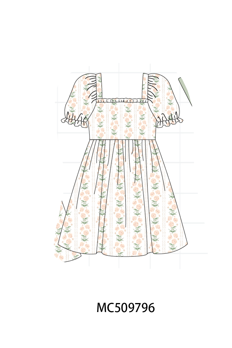 PO68 Sage floral print embroidery ruffle collection 2 ETA MARCH
