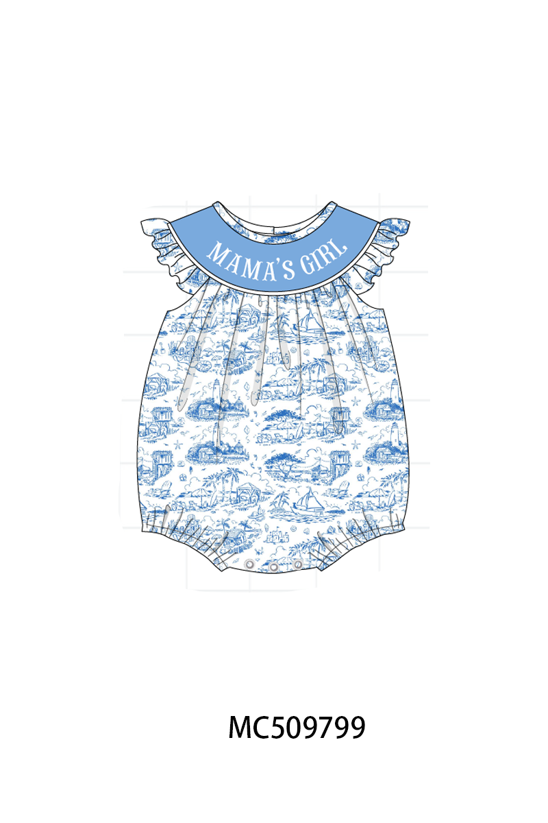 PO68 Blue beach sea mama's girl machine smocked collection ETA MARCH