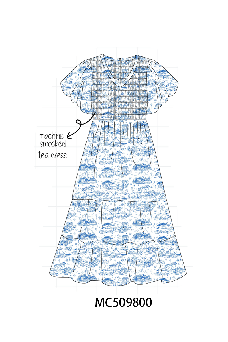 PO68 Blue beach sea mama's girl machine smocked collection ETA MARCH