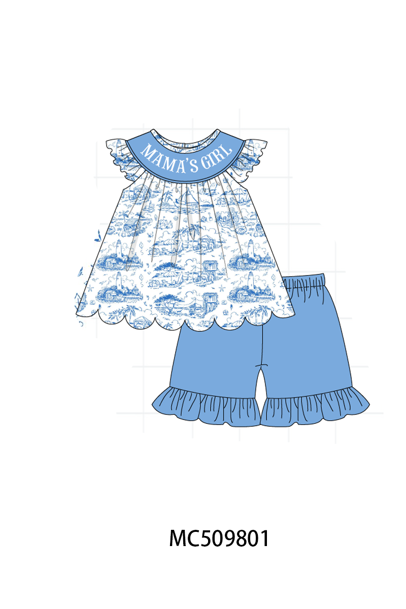 PO68 Blue beach sea mama's girl machine smocked collection ETA MARCH