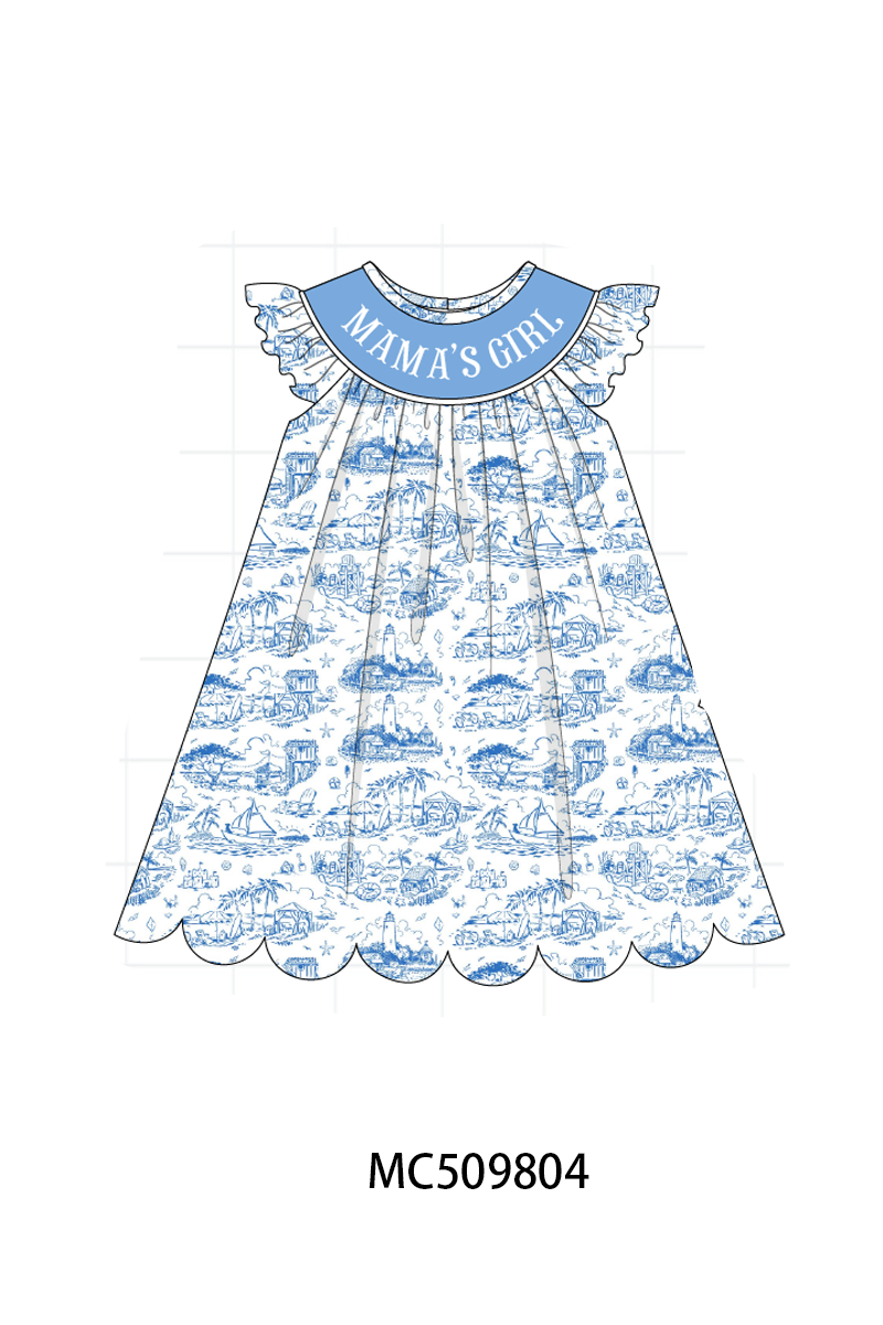 PO68 Blue beach sea mama's girl machine smocked collection ETA MARCH
